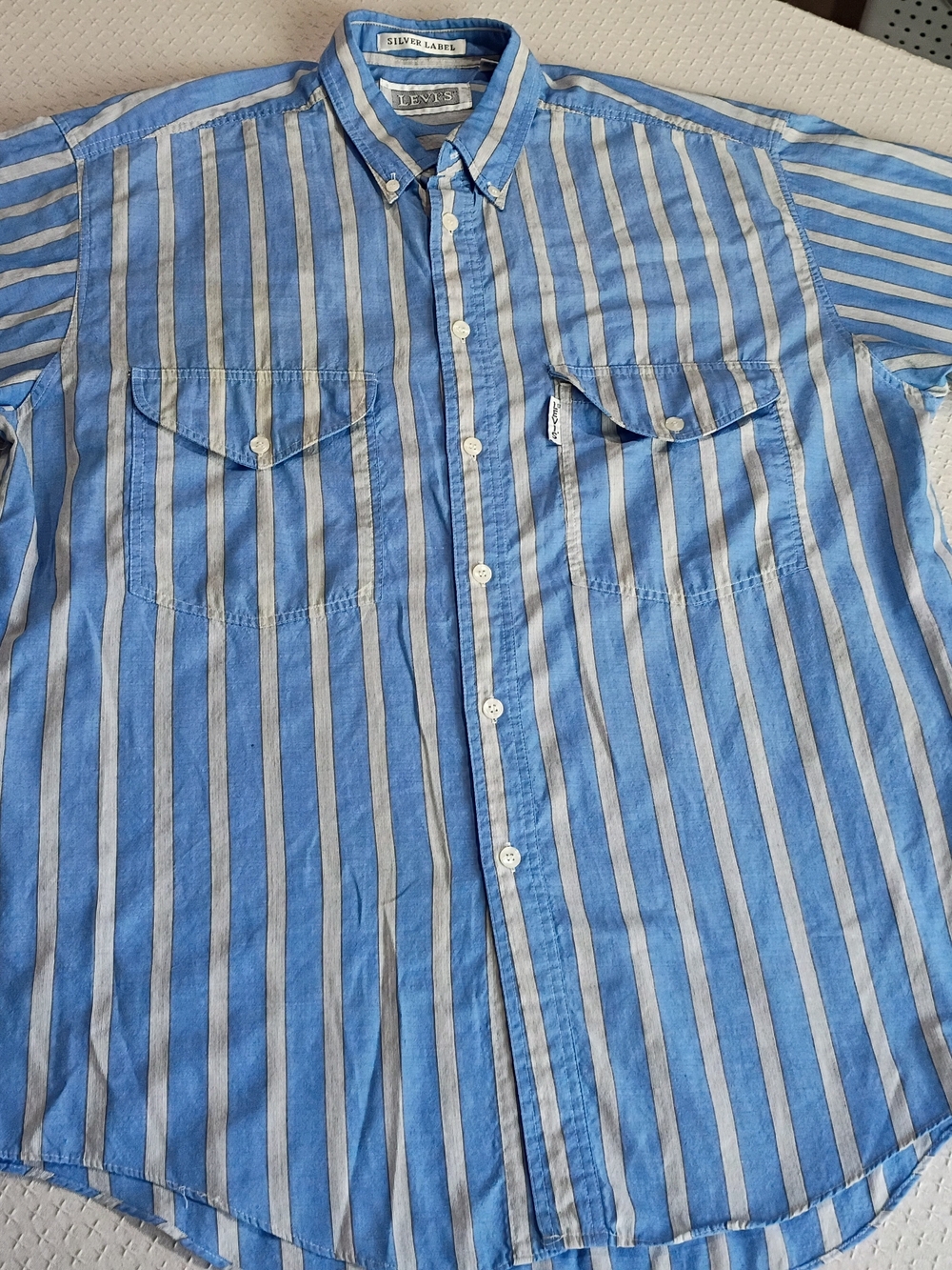 Levi's Light Blue and White Vertical Stripe Button-Down Shirt